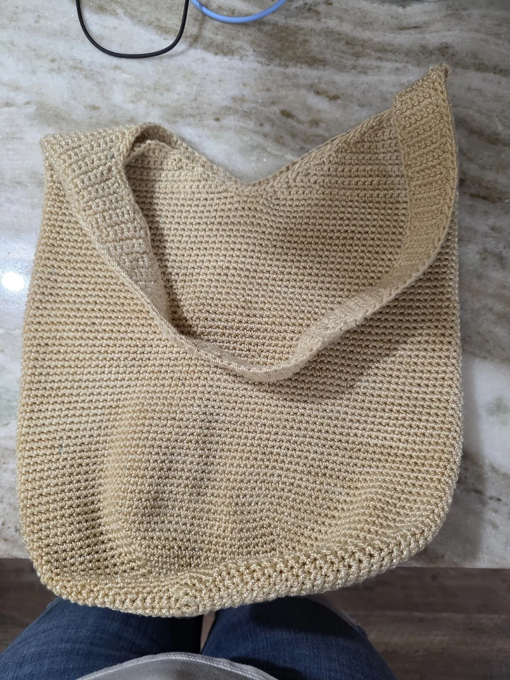 The Sak Beige Crochet Hobo Bag